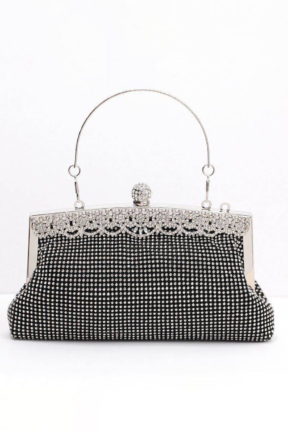 Czarna błyszcząca torba wieczorowa Rhinestone