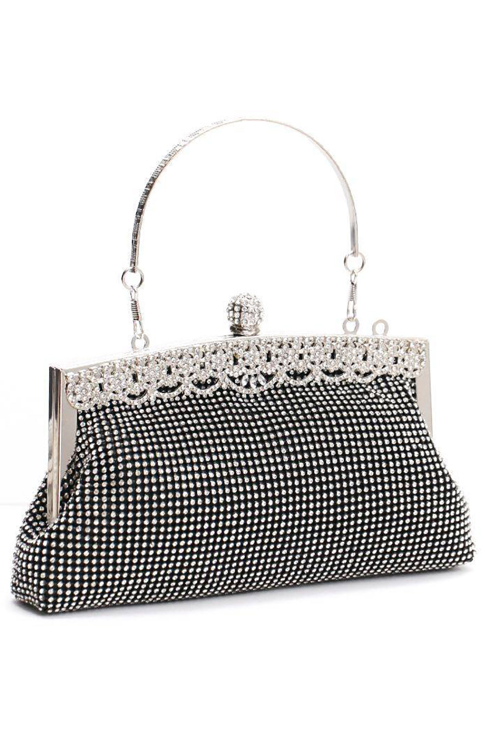 Czarna błyszcząca torba wieczorowa Rhinestone