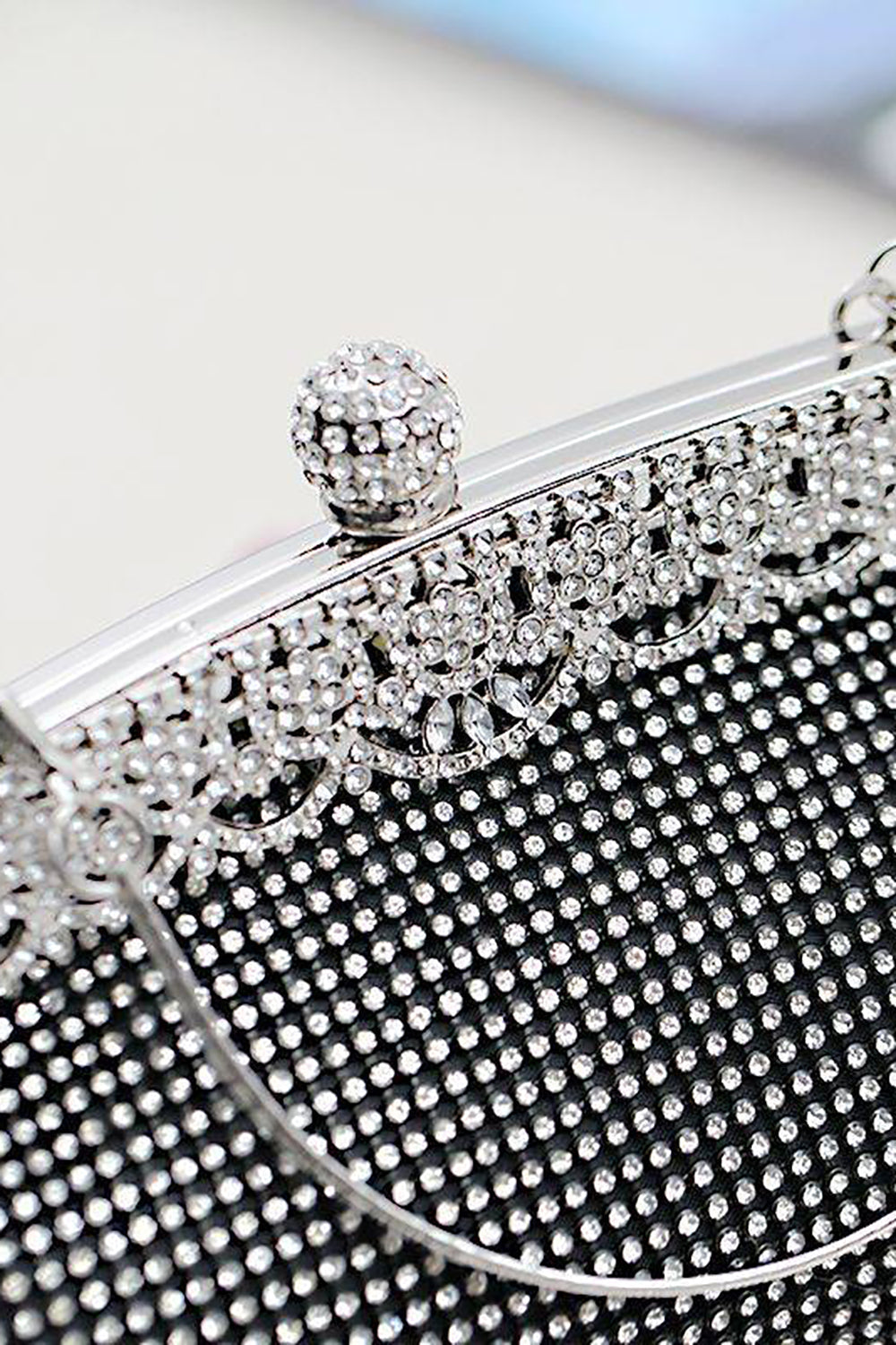 Czarna błyszcząca torba wieczorowa Rhinestone