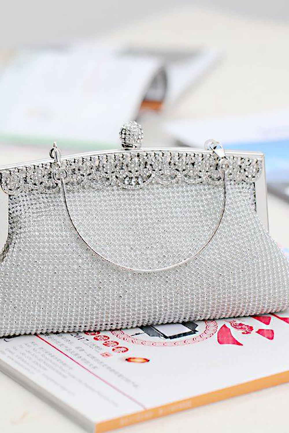 Czarna błyszcząca torba wieczorowa Rhinestone