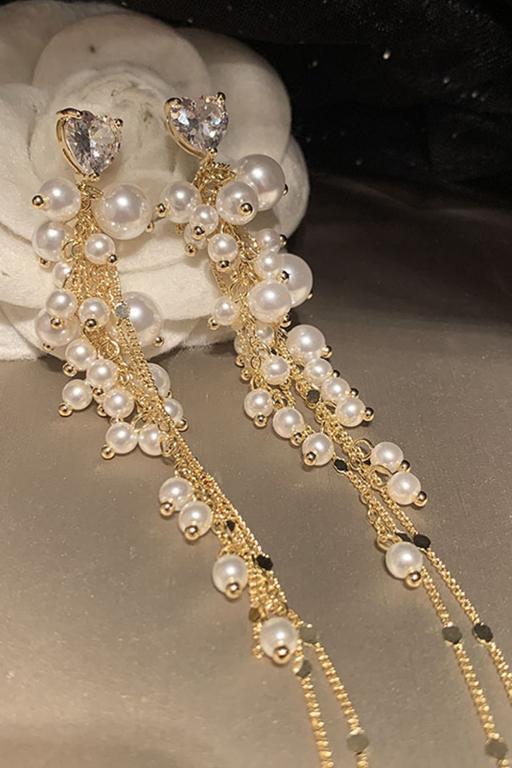 Długie kolczyki Golden Pearl