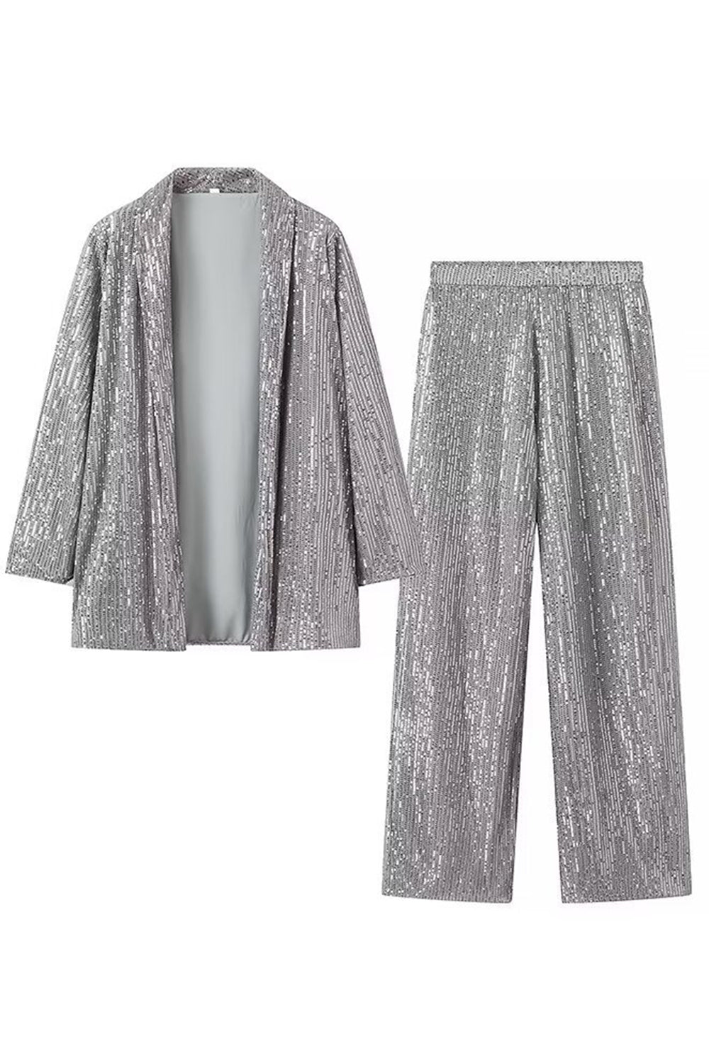 Czarne Błyszczące Cekinowa 2-częściowe Garnitur Damski