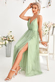 Jasnozielona Kształcie Litery A Szyfon Długa Sukienki Na Wesele