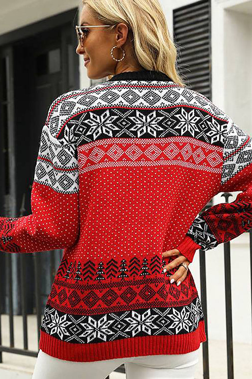 Świąteczny Czerwony Sweter Z Dzianiny Elk