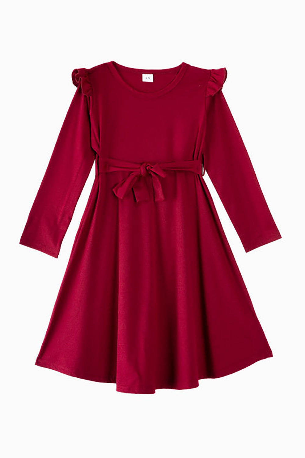 Bordowe Sukienki W Kratę I Koszulka Z Długimi Rękawami Rodzinne Dopasowane Stroje