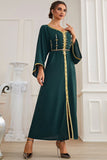 Ciemnozielone długie rękawy Maxi Abaya