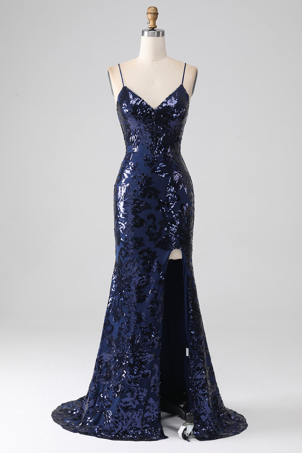 ZAPAKA Damska Błyszcząca Ciemna Marynarka Syrenka Długa Sukienka Na Studniówkę z Rozcięciem Cekinowe Cienkich Ramiączkach Sukienki Na Wesele