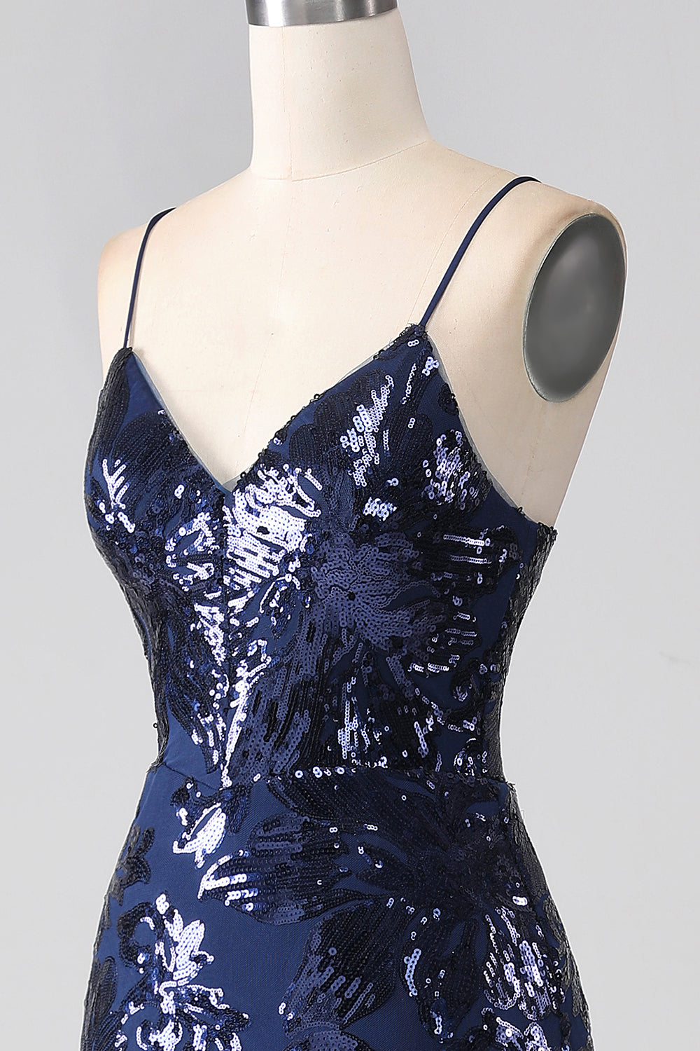 Błyszcząca Ciemna Marynarka Cekinowe Syrenka Długa Sukienka Na Studniówkę z Rozcięciem