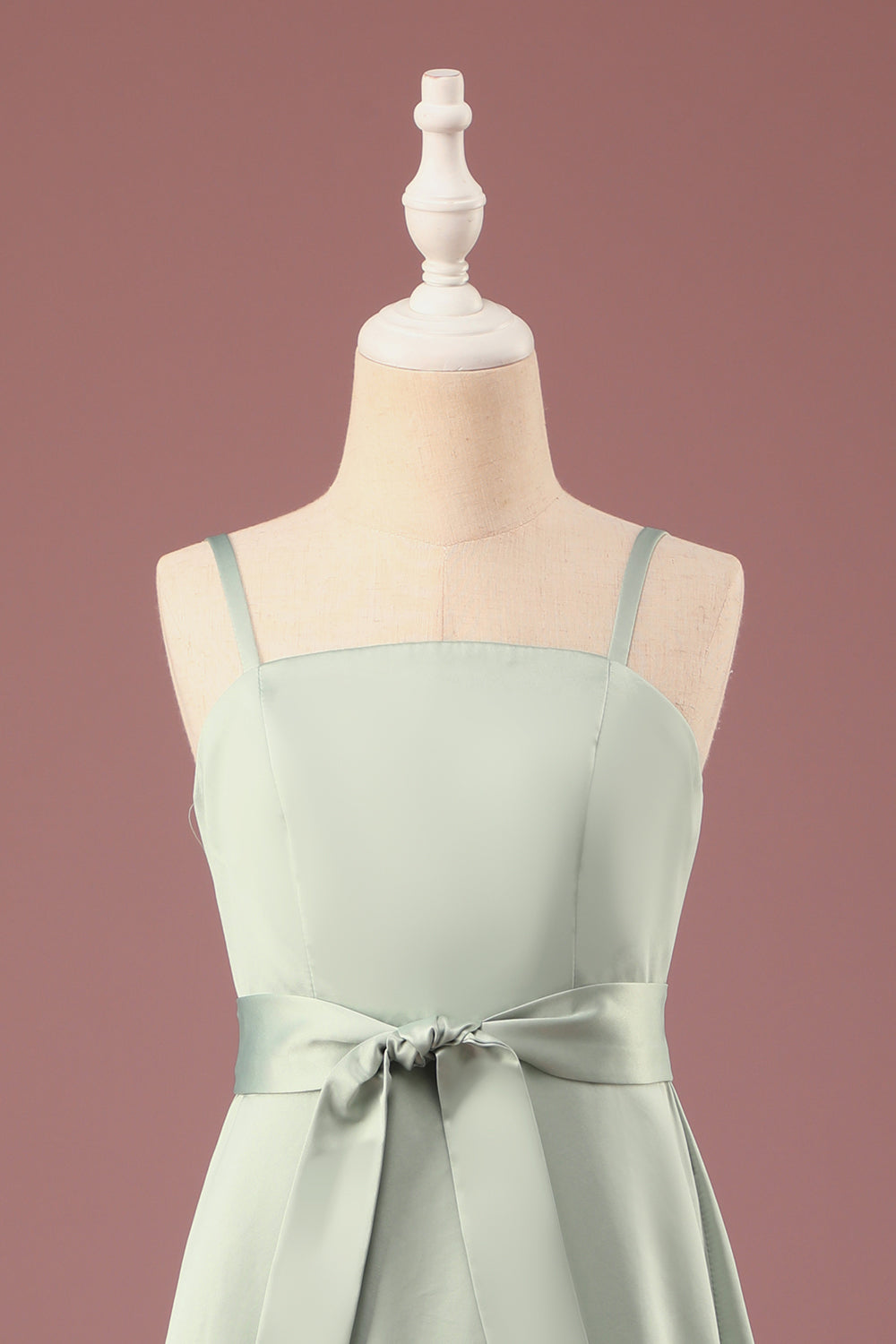 Satynowe Cienkich Ramiączkach Zielona Sukienka Dla Małej Druhny