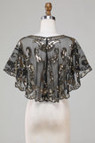 Czarny brokatowy cekiny 1920s Cape