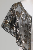 Czarny brokatowy cekiny 1920s Cape