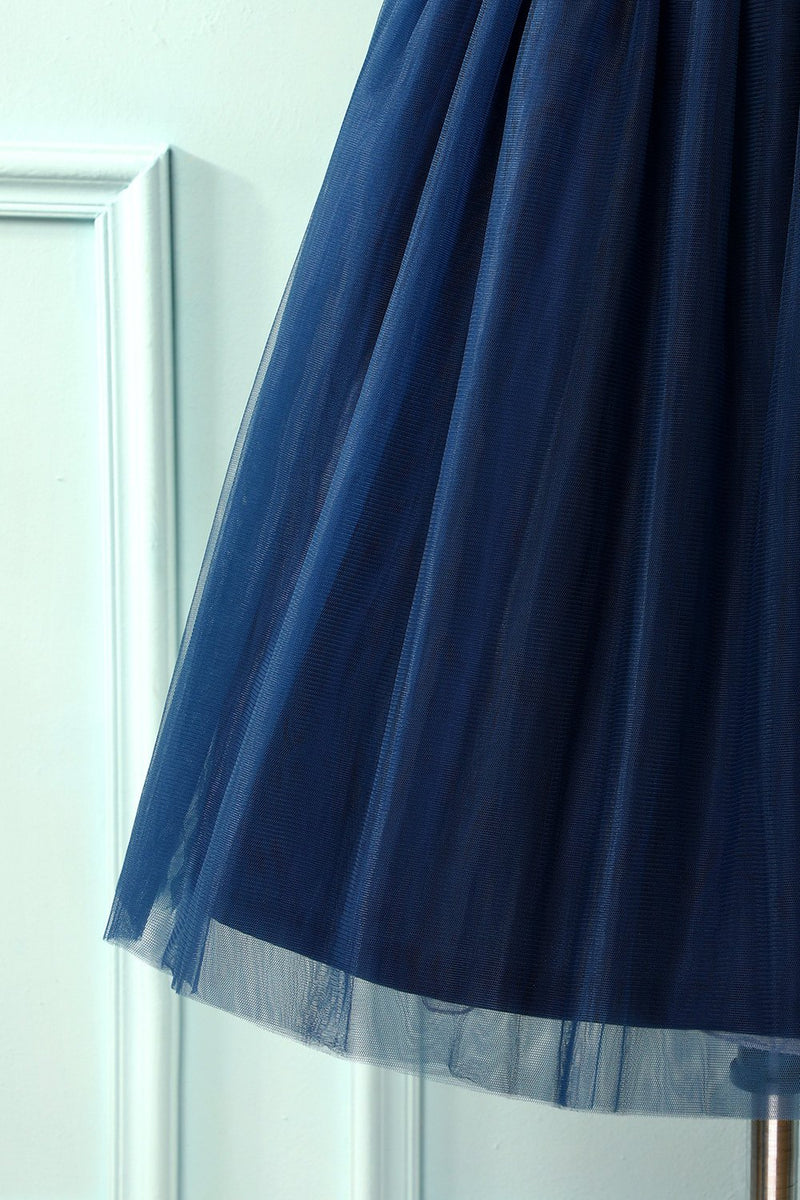 Załaduj obraz do przeglądarki galerii, Granatowa koronkowa sukienka imprezowa