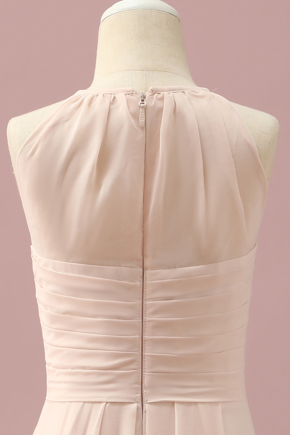Ivory Halter A-Line Szyfonowa sukienka dla druhen Junior