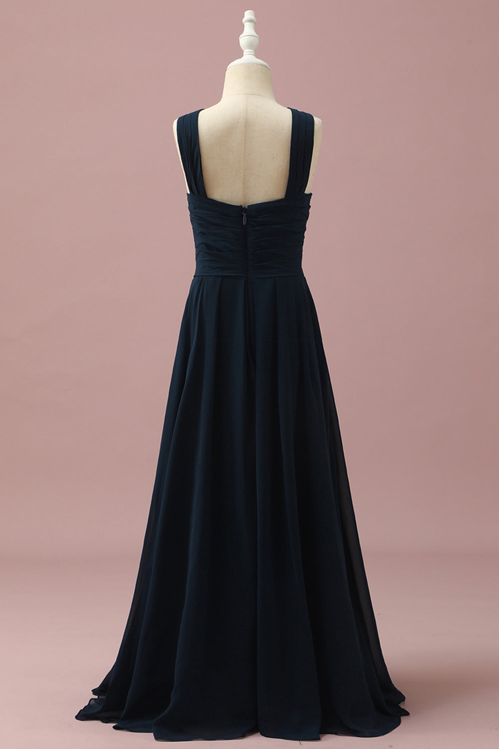 Navy Halter A-Line bez rękawów Junior Bridesmaid Dress