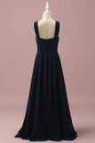 Navy Halter A-Line bez rękawów Junior Bridesmaid Dress