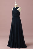 Navy Halter A-Line bez rękawów Junior Bridesmaid Dress