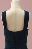Navy Halter A-Line bez rękawów Junior Bridesmaid Dress