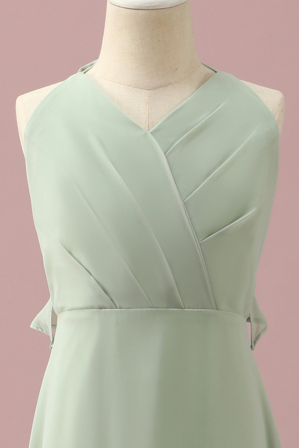 Sage Halter Szyfon A-Line Sukienka dla druhen Junior