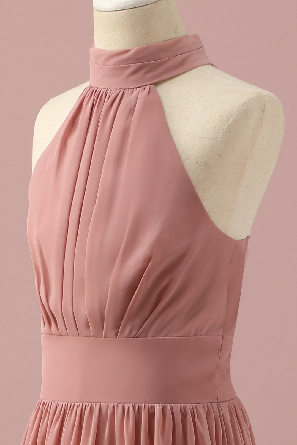 Jasnobrązowa sukienka dla druhen Halter Chiffon Junior