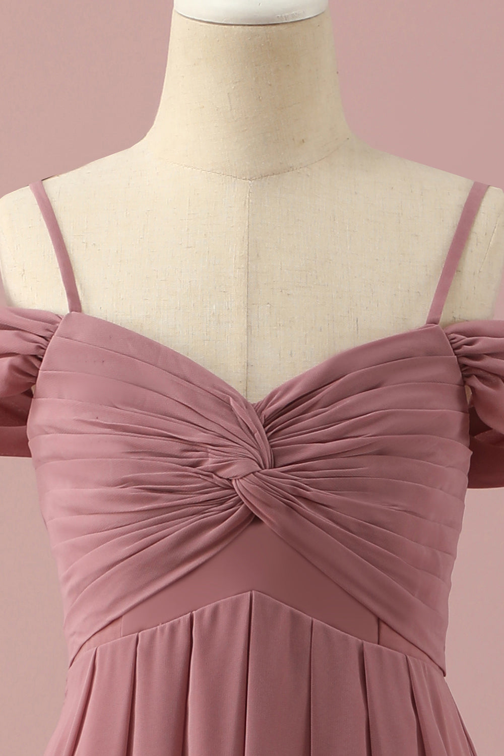 Blush Spaghetti Straps Szyfonowa sukienka dla druhen Junior