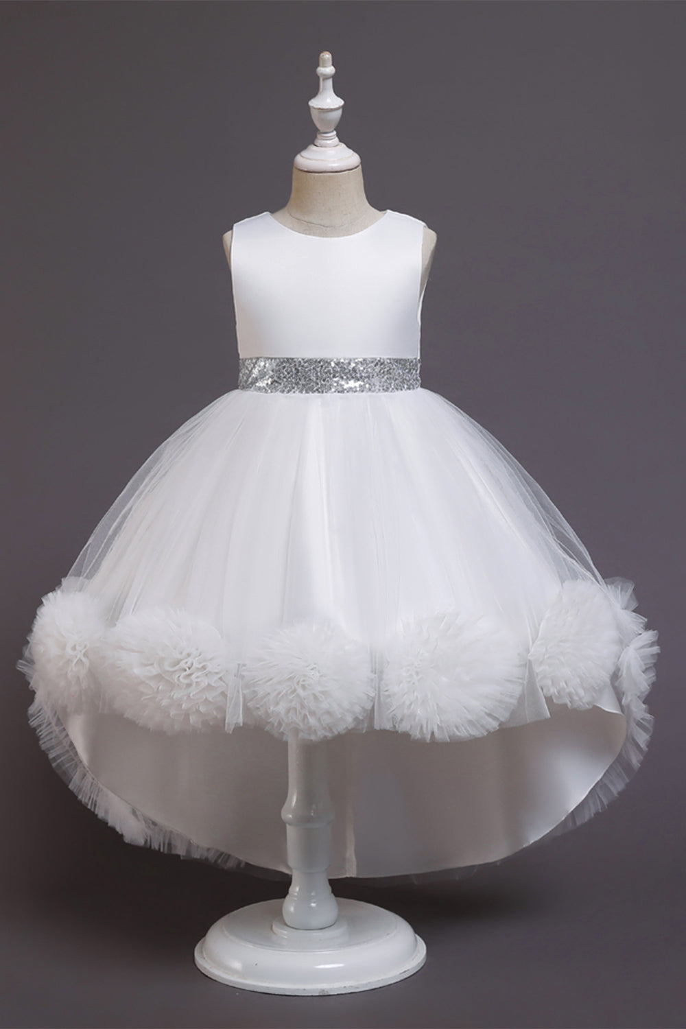 Pudrowy Róż Asymetryczne Sukienki Dziewczęce z kwiatami