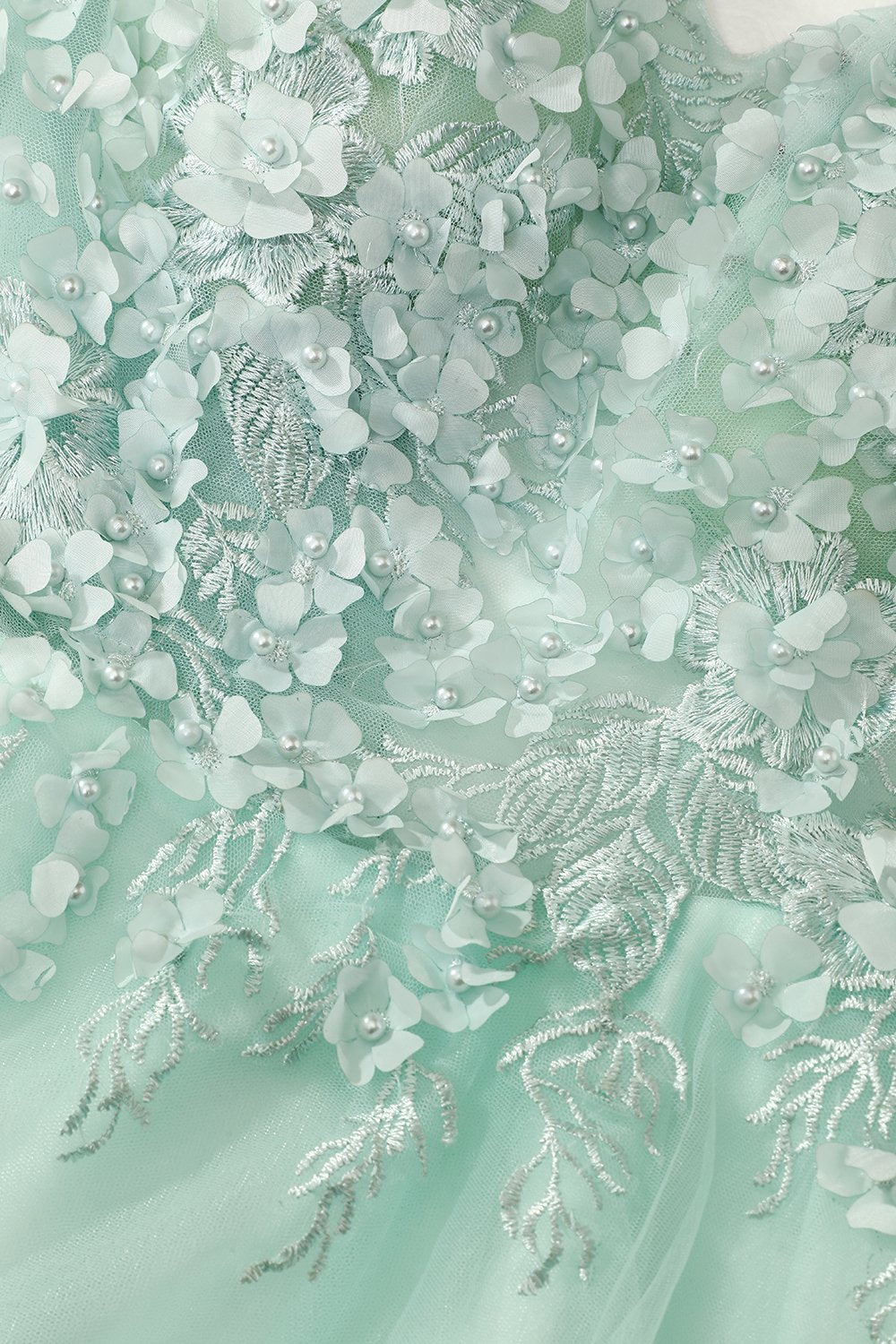 Miętowo-zielona Krótka Suknia Balowa z Aplikacjami