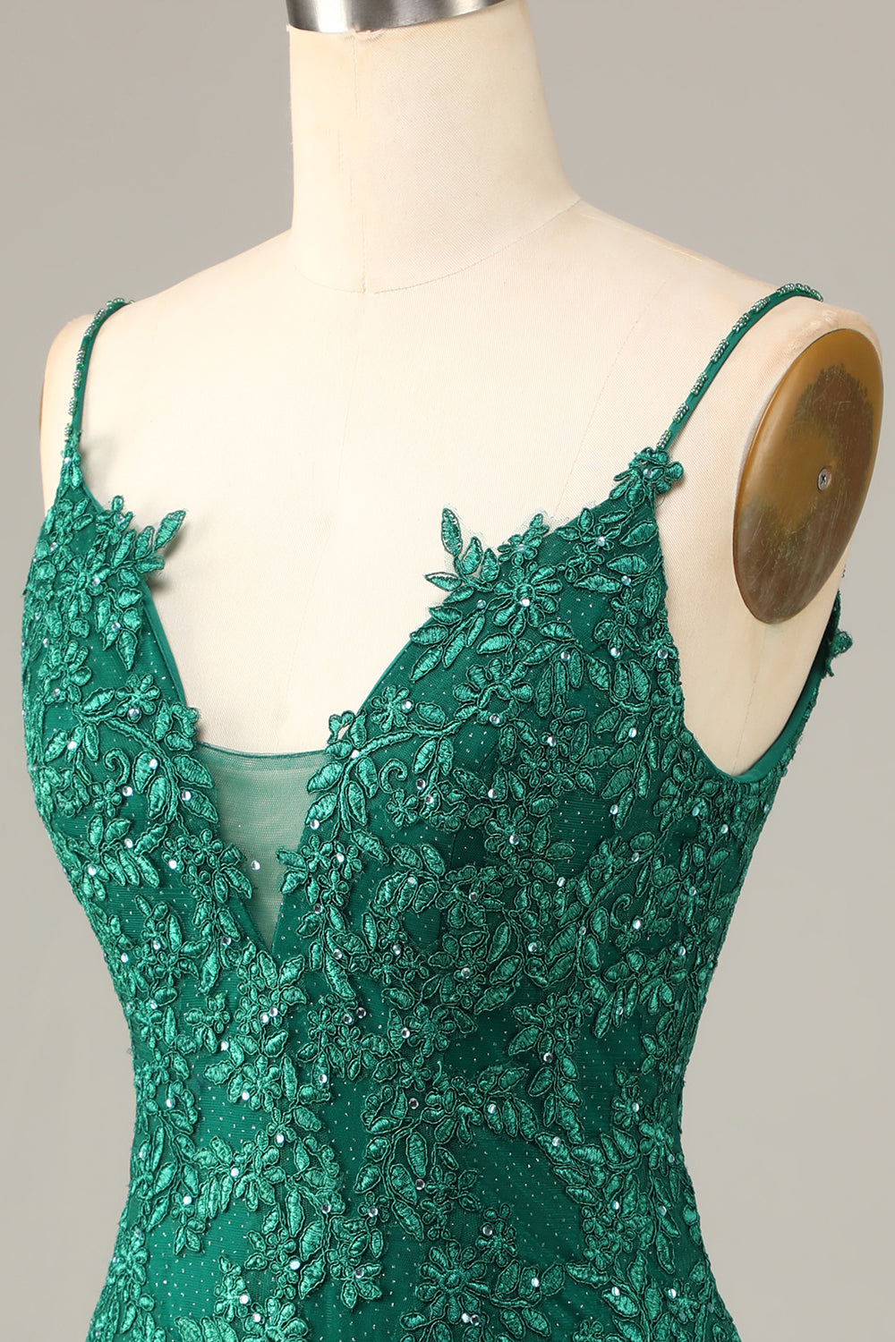 Ramiączka spaghetti w pochwie Ciemnozielona krótka sukienka Homecoming z aplikacjami