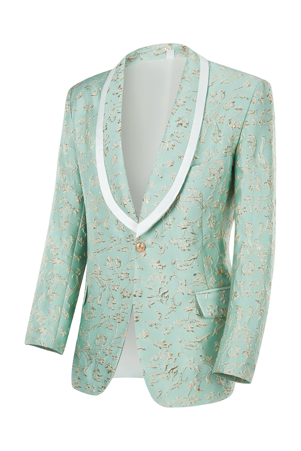 Mint Shawl Lapel One Button Żakardowe garnitury na studniówkę męską
