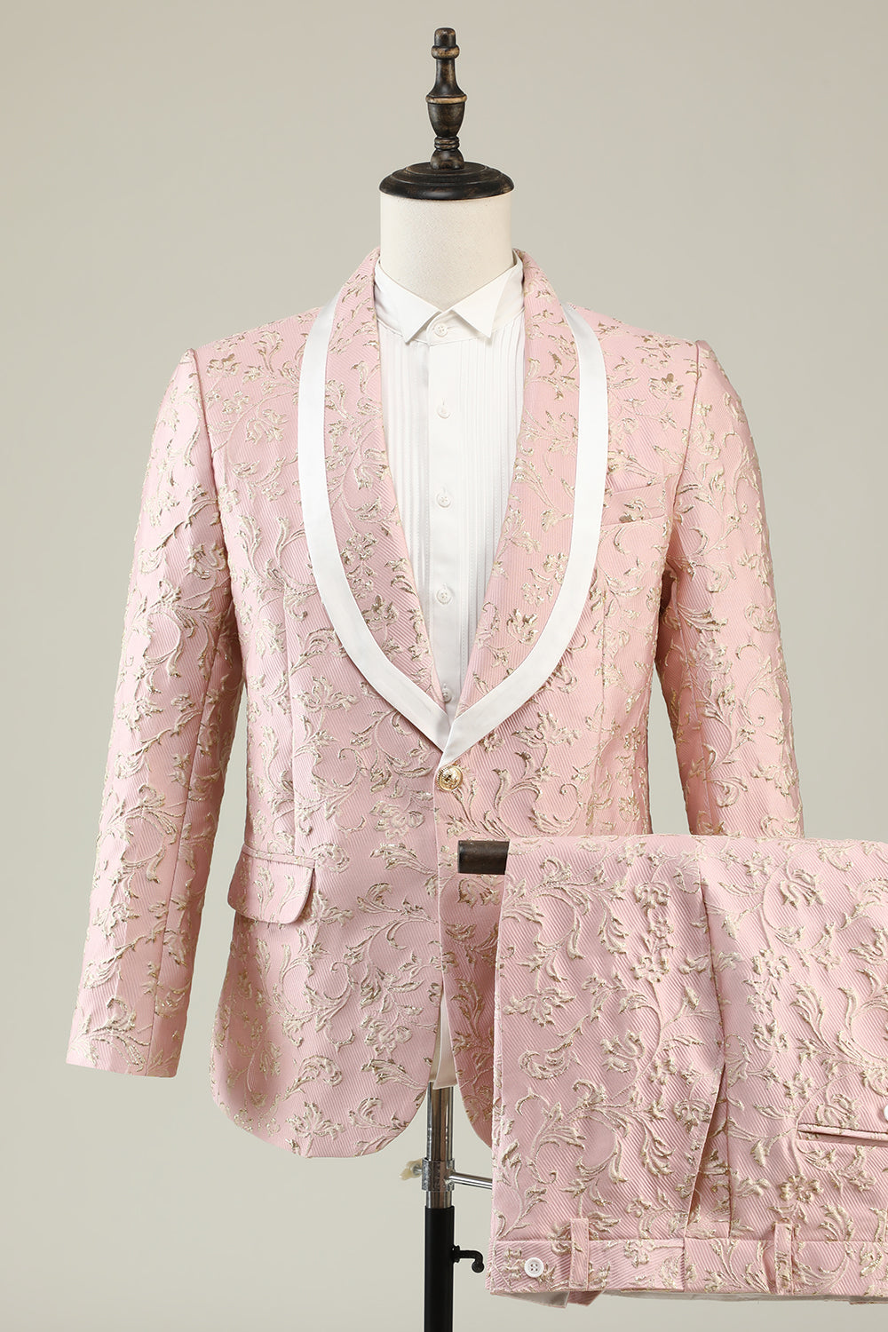 Mint Shawl Lapel One Button Żakardowe garnitury na studniówkę męską