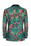 Zielony szal Lapel Jacquard Floral Pattern Męski garnitur do domu Blazer