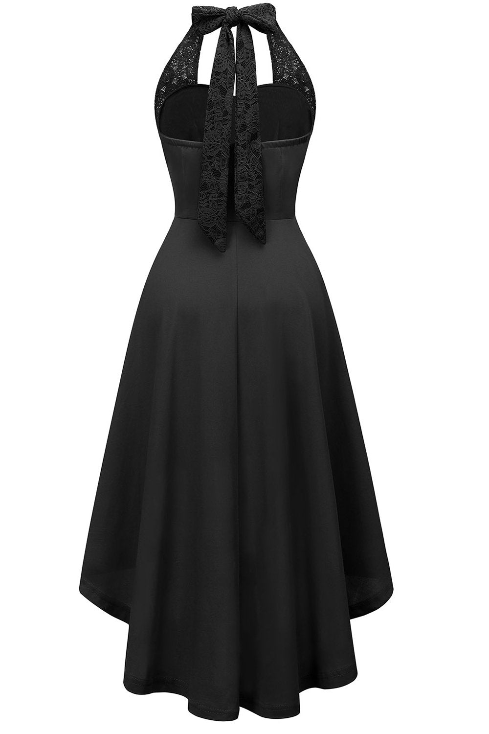 Wysoka niska halter czarna sukienka vintage