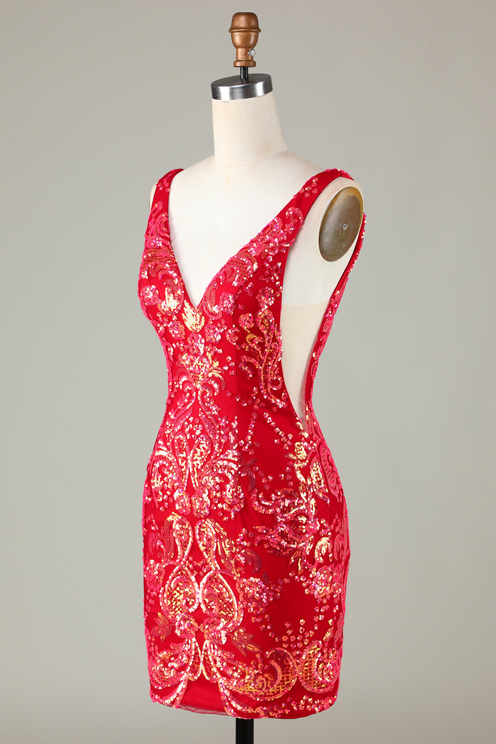 Lawendowa błyszcząca obcisła sukienka Homecoming z plecami