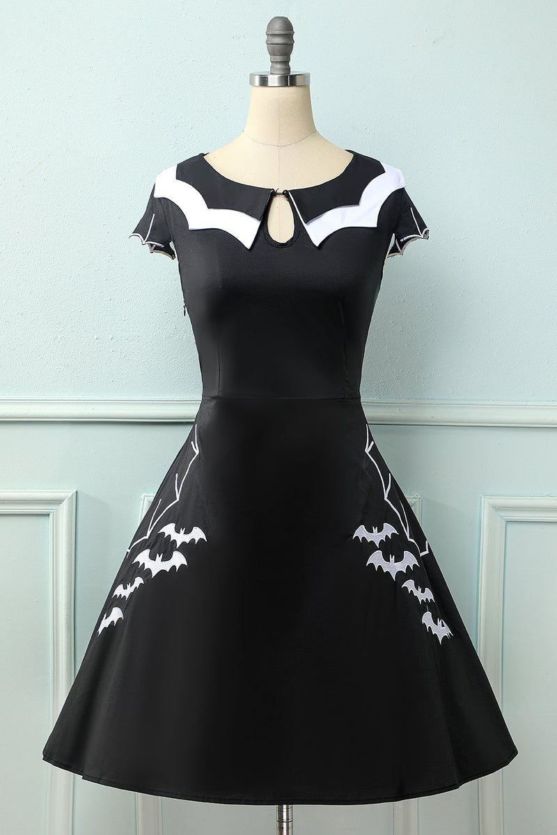 Załaduj obraz do przeglądarki galerii, Czarna sukienka z lat 50-tych