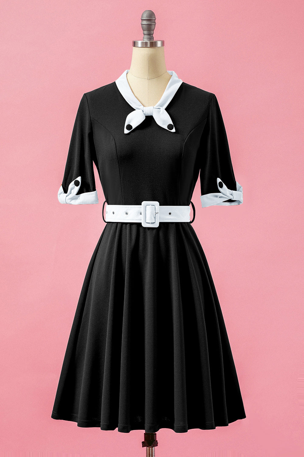 Zielona Bowknot Sukienki Lata 50 W Pas