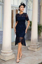 Granatowa Koronkowa Syrenka Matka Panny Młodej Sukienka