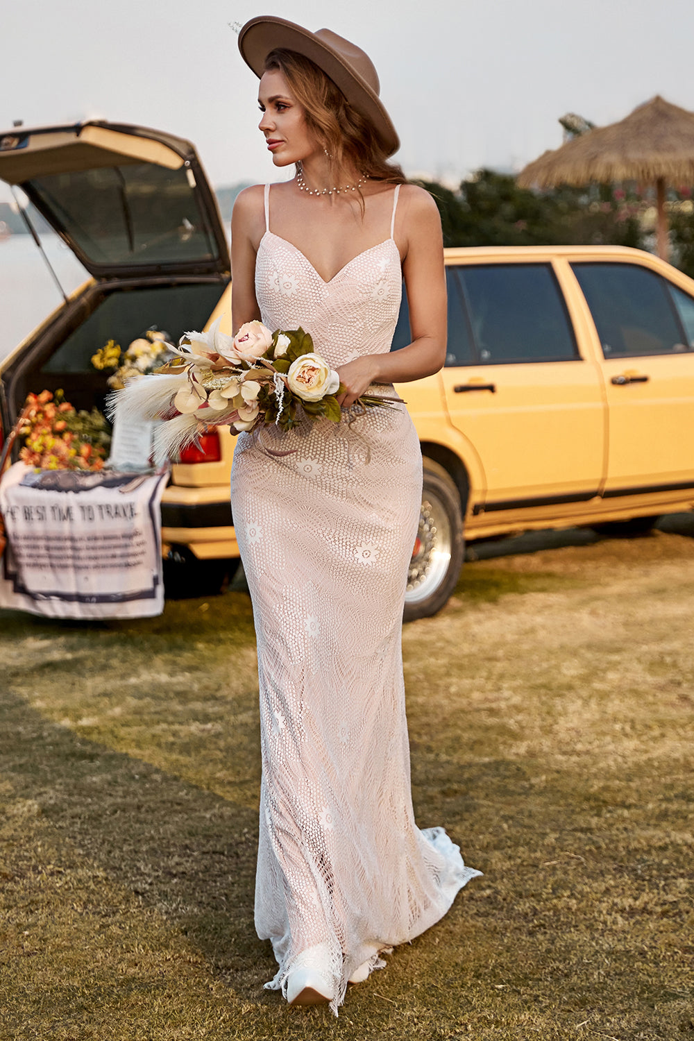 Kości Słoniowej Syrenka Koronkowa Suknie Ślubne z Sweep Train