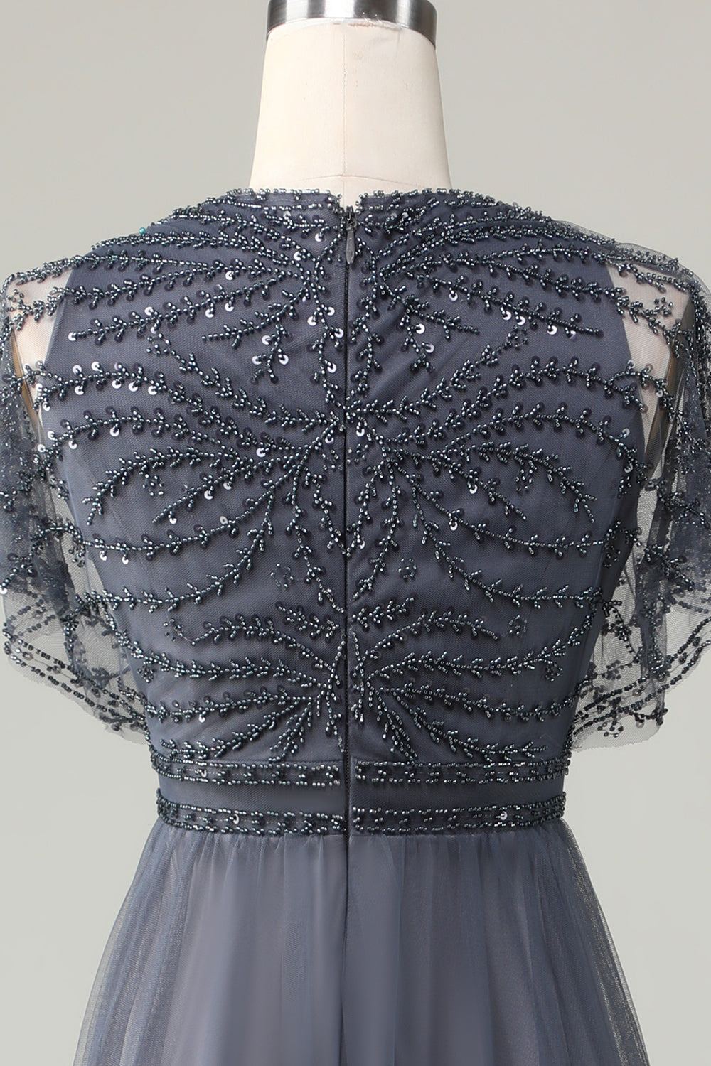 Błyszcząca Eukaliptus Kształcie Litery A Tiulowe Długa Sukienka Na Wesele z Rękawy