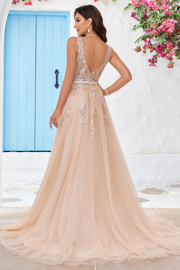 Szampan Tiulowe Kształcie Litery A Suknie Ślubne Księżniczka z Koronki