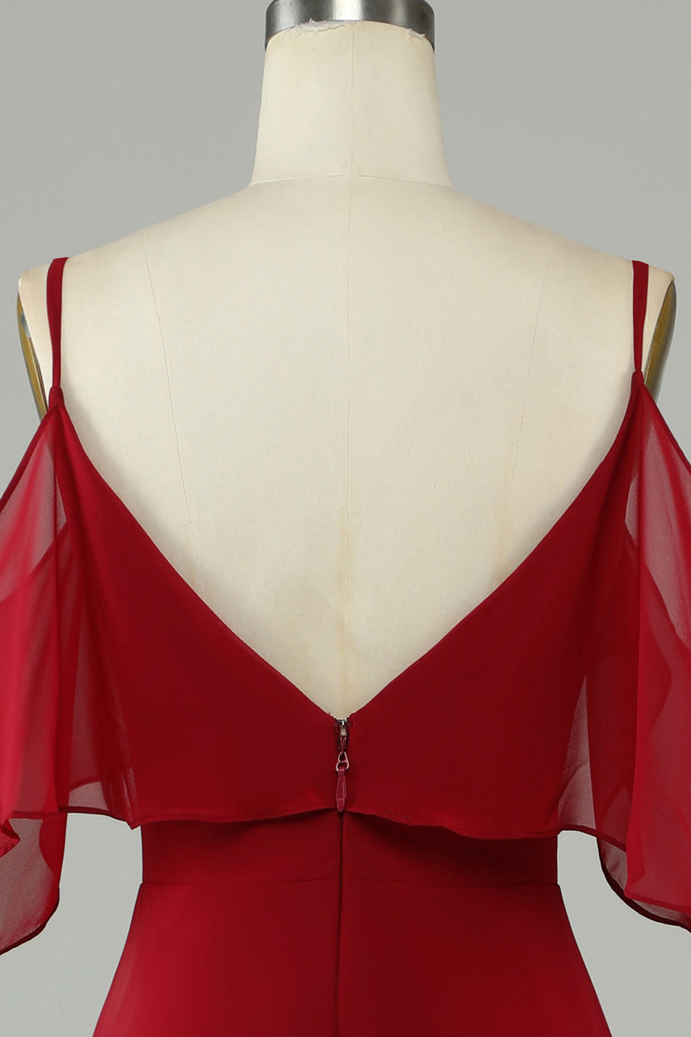 Burgundia Asymetryczna Szyfon Długa Sukienki Na Wesele z Falbankami