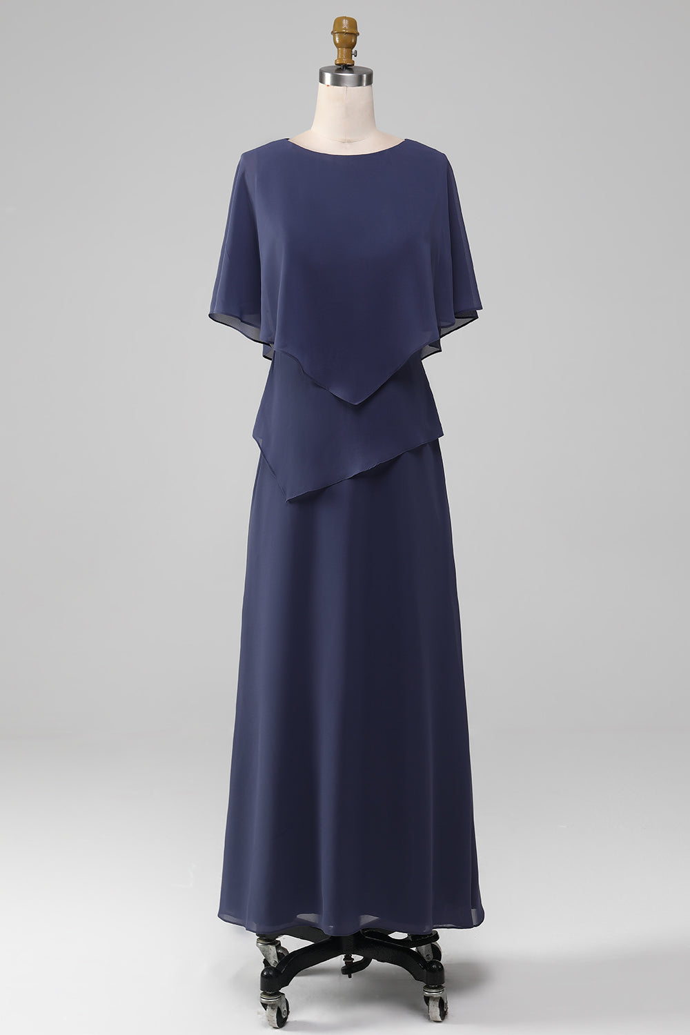 Granatowa Szyfon Sukienki Dla Mamy Pana Młodego