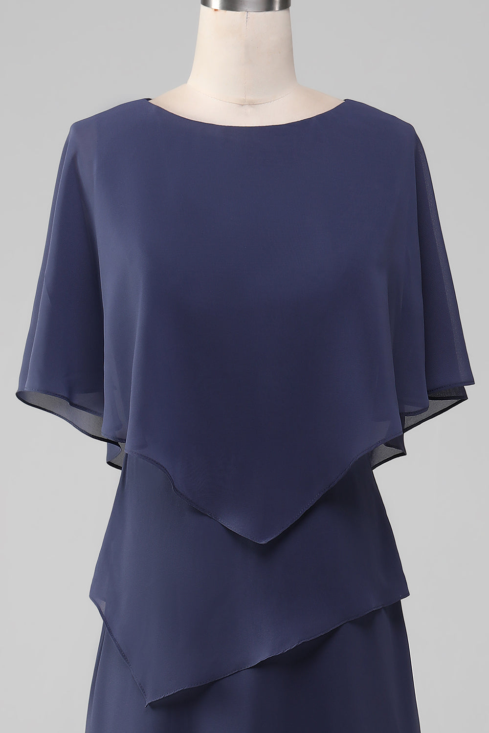 Granatowa Szyfon Sukienki Dla Mamy Pana Młodego