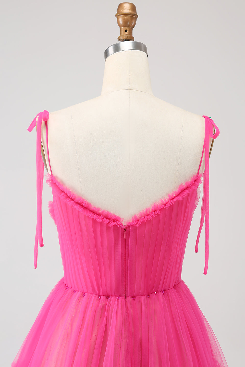 Fuksja Cienkich Ramiączkach Długa Tiulowa Sukienka Na Studniówkę