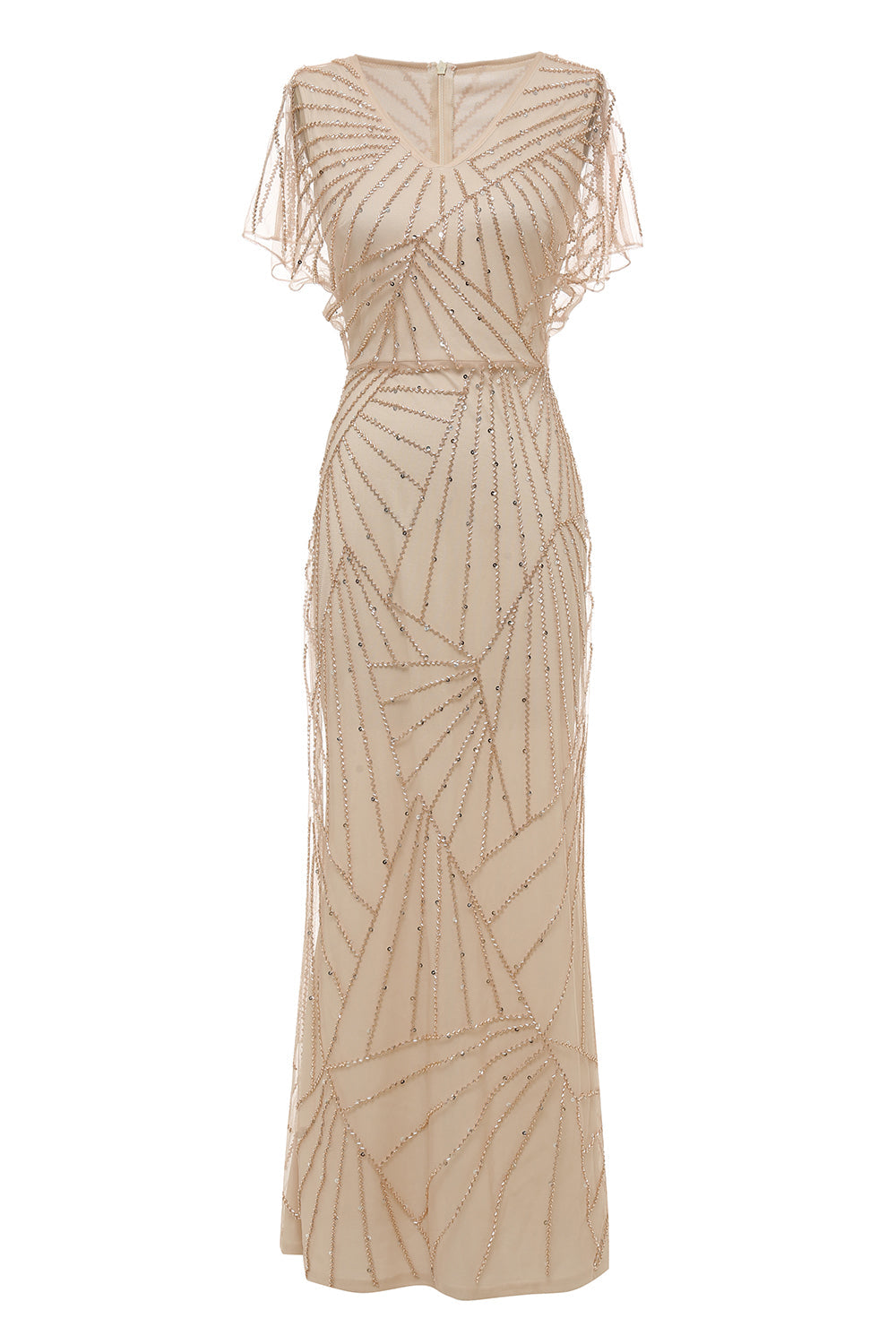 Dekolt V Sukienki Na Wesele Dla Mamy z Koralikami