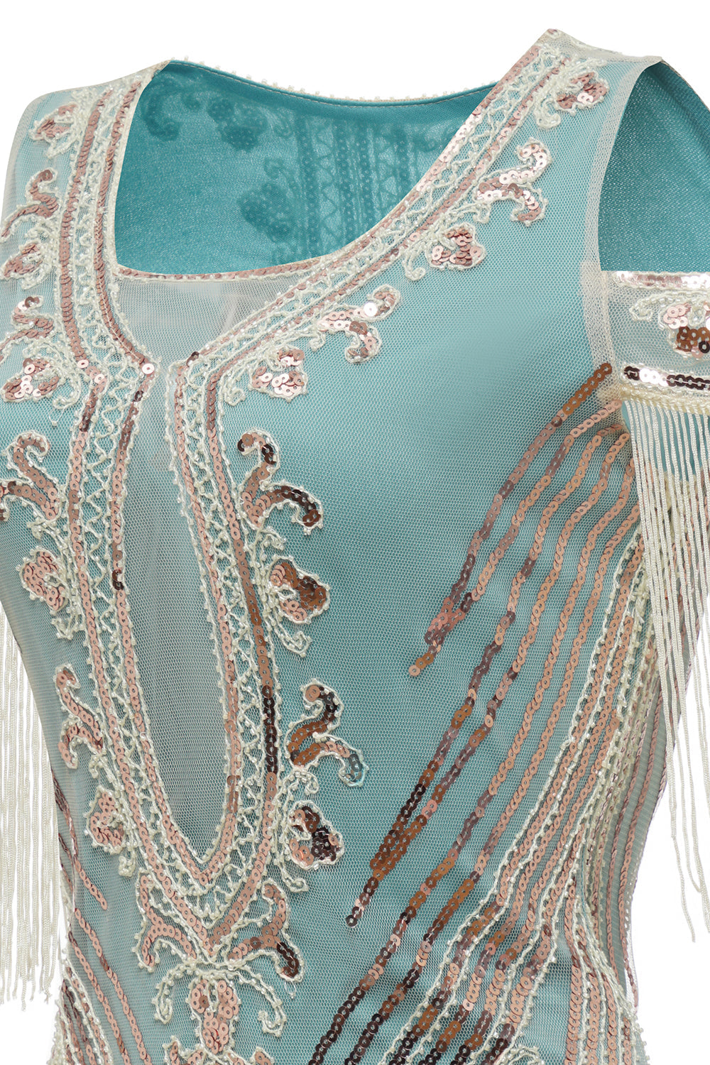 Zielona Pochwa Z Ramienia Cekiny Sukienki Lata 20 z Frędzlami