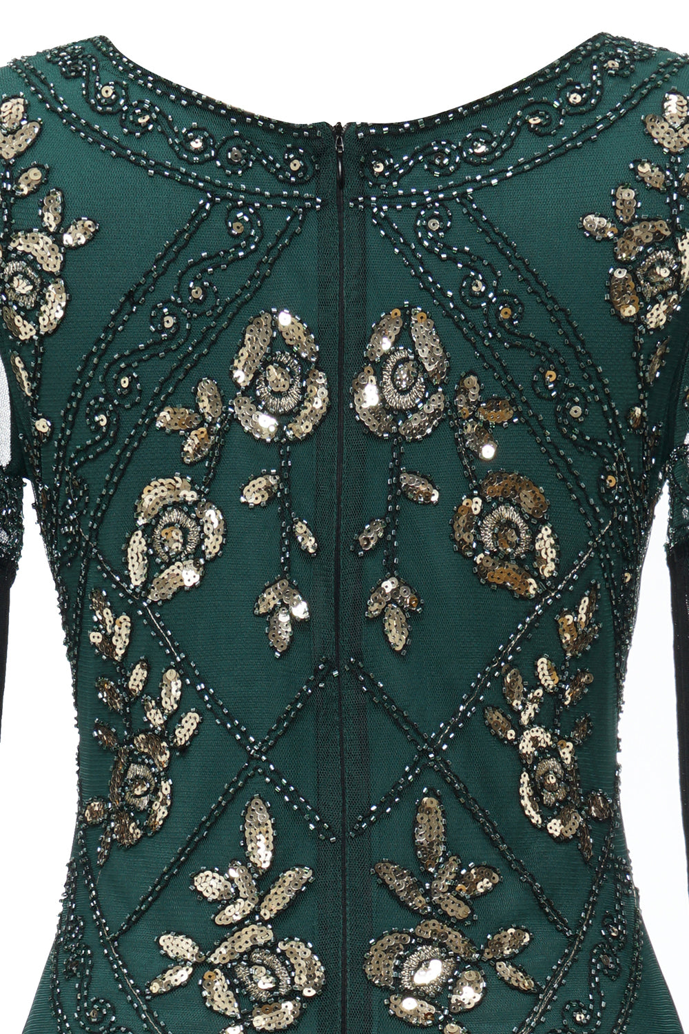 Dekolt V Czarna Cekinowa Długa Sukienki Lata 20 Z Frędzlami