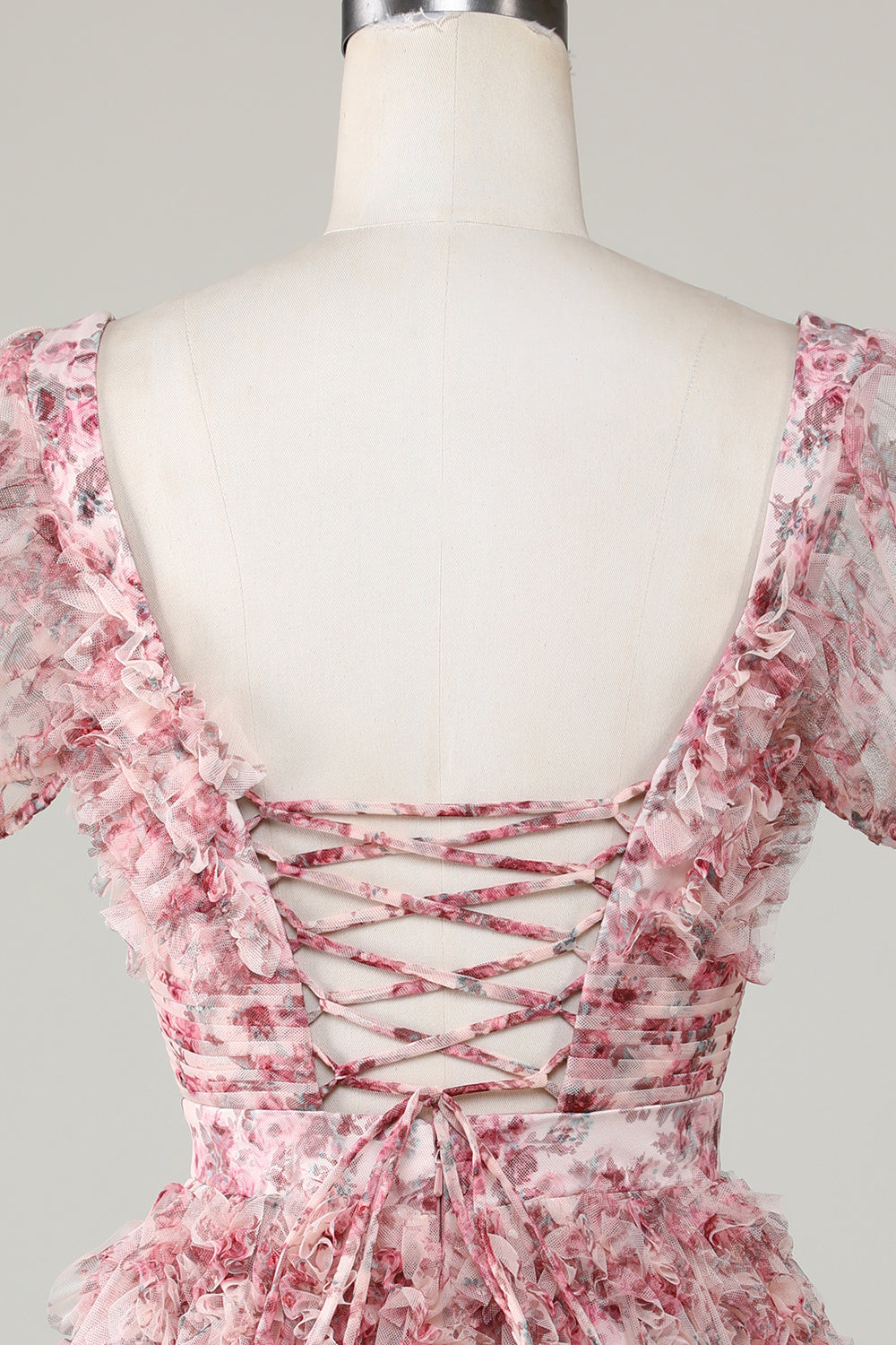 Cute A Line Floral Ivory Red Flower Homecoming Dress z marszczeniami