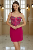 Ramiączka spaghetti Błyszcząca obcisła sukienka Homecoming z koralikami