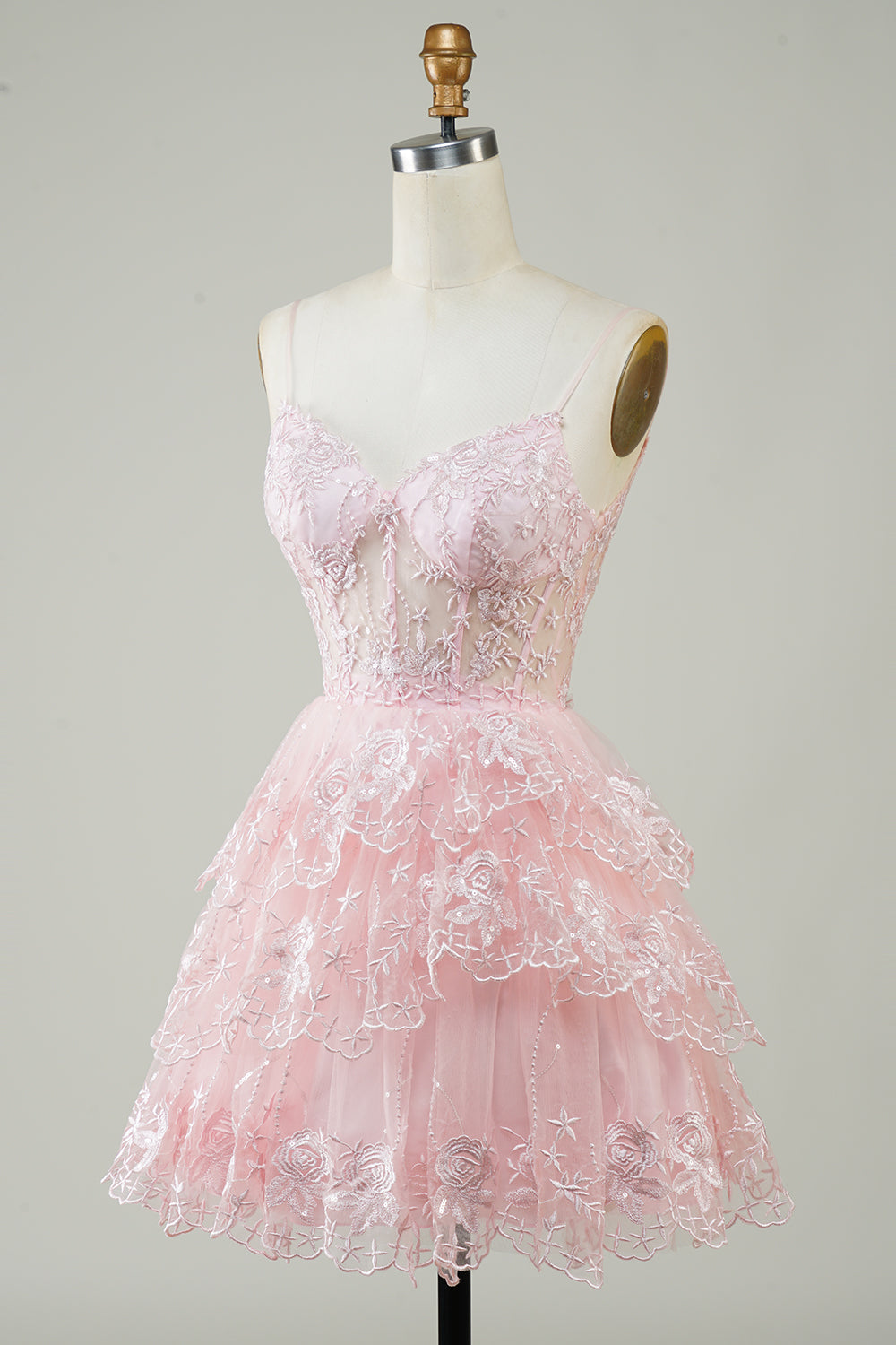 Wspaniałe paski spaghetti z linii Czarny błyszczący gorset Homecoming Dress