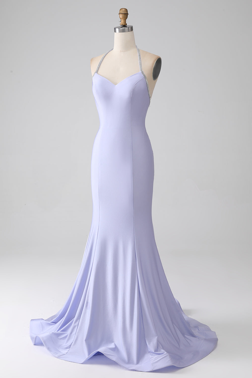 Fuksja Dekolt Halter Bez Pleców Długa Sukienka Syrenka Na Studniówkę