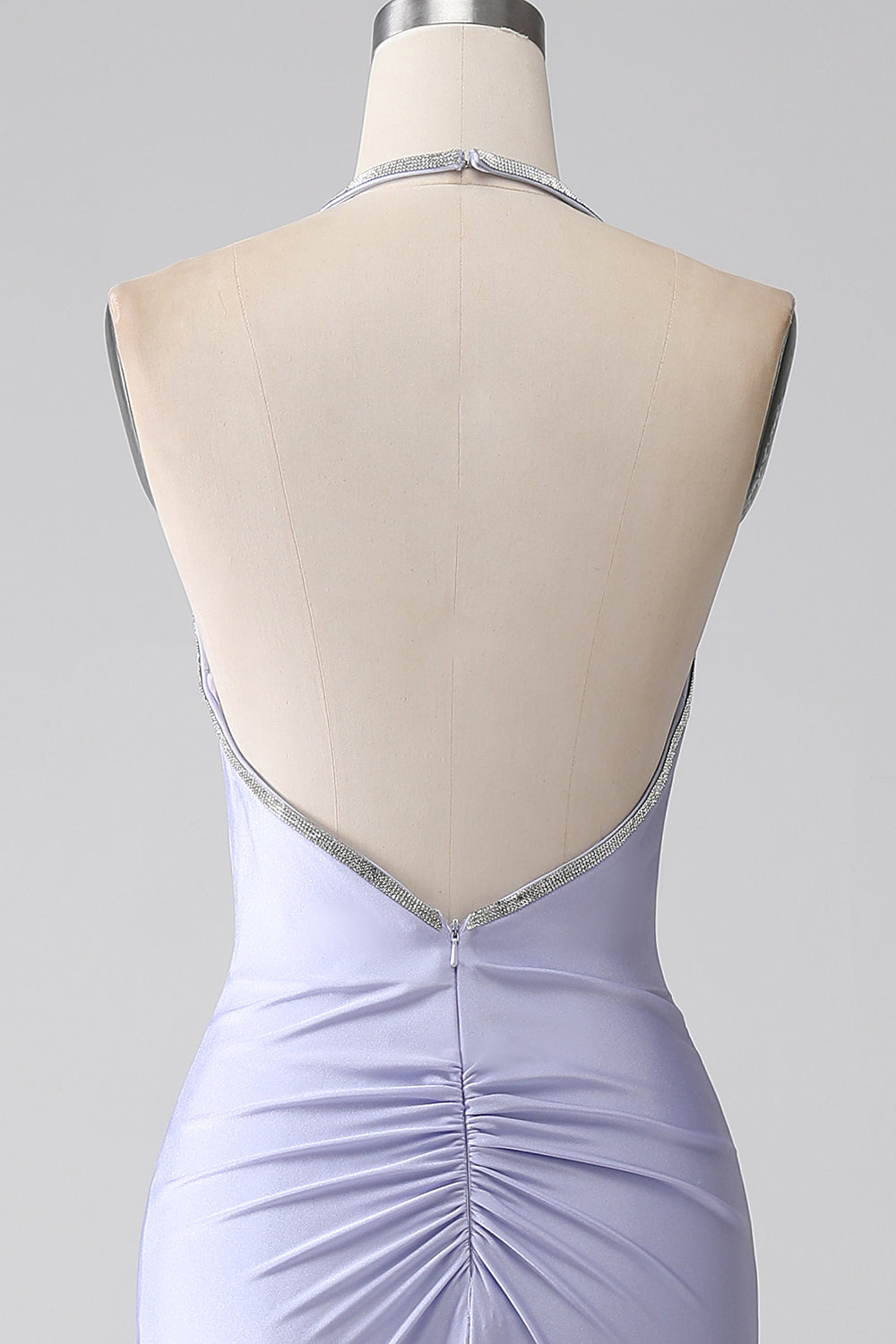 Fuksja Dekolt Halter Bez Pleców Długa Sukienka Syrenka Na Studniówkę